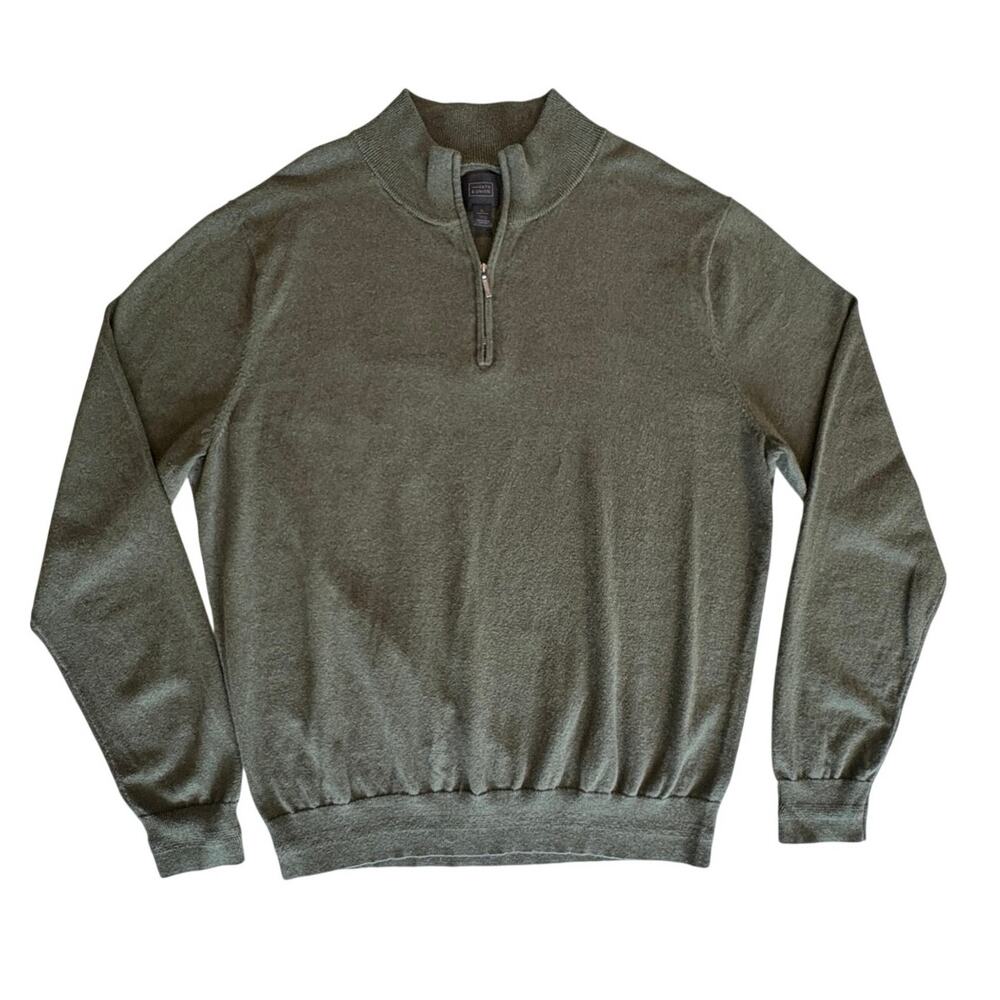 Cashmere Fine Cotton  Blend 14th & Union Cozy Khaki Mens XL Quarter Zip Sweater